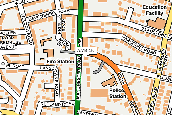 WA14 4PJ map - OS OpenMap – Local (Ordnance Survey) WA14 4PJ map - OS OpenMap – Local (Ordnance Survey)