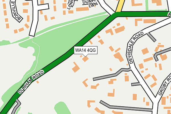 WA14 4QG map - OS OpenMap – Local (Ordnance Survey) WA14 4QG map - OS OpenMap – Local (Ordnance Survey)