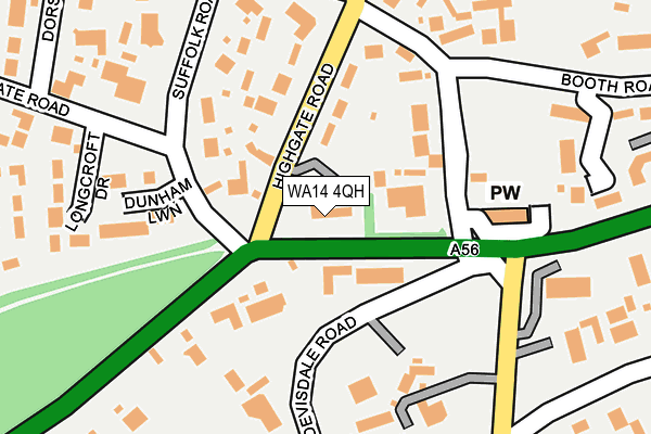 WA14 4QH map - OS OpenMap – Local (Ordnance Survey) WA14 4QH map - OS OpenMap – Local (Ordnance Survey)