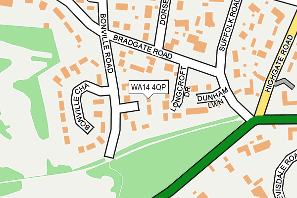 WA14 4QP map - OS OpenMap – Local (Ordnance Survey) WA14 4QP map - OS OpenMap – Local (Ordnance Survey)