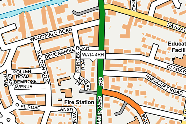 WA14 4RH map - OS OpenMap – Local (Ordnance Survey) WA14 4RH map - OS OpenMap – Local (Ordnance Survey)