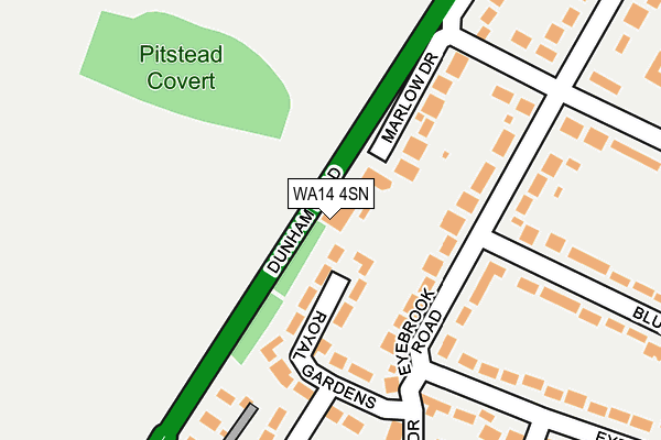 WA14 4SN map - OS OpenMap – Local (Ordnance Survey) WA14 4SN map - OS OpenMap – Local (Ordnance Survey)