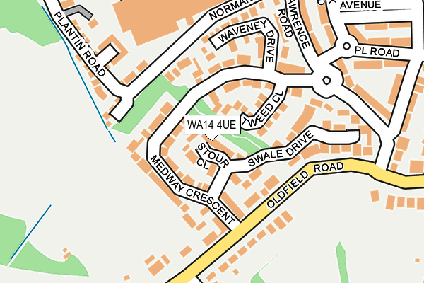 WA14 4UE map - OS OpenMap – Local (Ordnance Survey) WA14 4UE map - OS OpenMap – Local (Ordnance Survey)