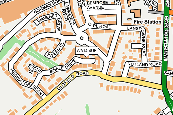 WA14 4UF map - OS OpenMap – Local (Ordnance Survey) WA14 4UF map - OS OpenMap – Local (Ordnance Survey)
