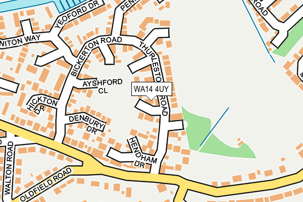 WA14 4UY map - OS OpenMap – Local (Ordnance Survey) WA14 4UY map - OS OpenMap – Local (Ordnance Survey)
