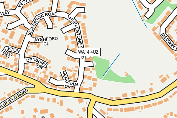 WA14 4UZ map - OS OpenMap – Local (Ordnance Survey) WA14 4UZ map - OS OpenMap – Local (Ordnance Survey)