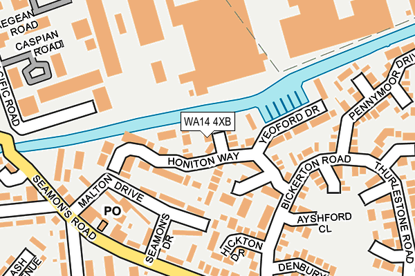 WA14 4XB map - OS OpenMap – Local (Ordnance Survey) WA14 4XB map - OS OpenMap – Local (Ordnance Survey)