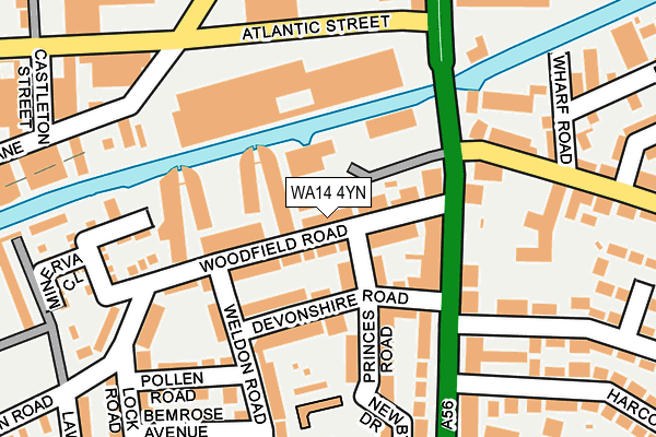 WA14 4YN map - OS OpenMap – Local (Ordnance Survey) WA14 4YN map - OS OpenMap – Local (Ordnance Survey)