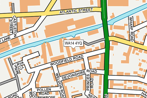 WA14 4YQ map - OS OpenMap – Local (Ordnance Survey) WA14 4YQ map - OS OpenMap – Local (Ordnance Survey)