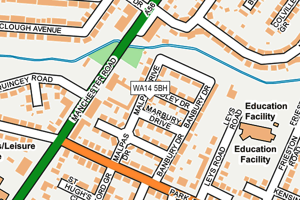 WA14 5BH map - OS OpenMap – Local (Ordnance Survey) WA14 5BH map - OS OpenMap – Local (Ordnance Survey)