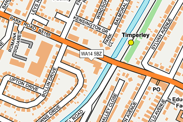 WA14 5BZ map - OS OpenMap – Local (Ordnance Survey) WA14 5BZ map - OS OpenMap – Local (Ordnance Survey)
