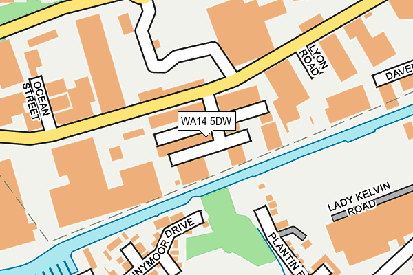 WA14 5DW map - OS OpenMap – Local (Ordnance Survey) WA14 5DW map - OS OpenMap – Local (Ordnance Survey)