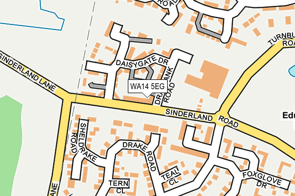WA14 5EG map - OS OpenMap – Local (Ordnance Survey) WA14 5EG map - OS OpenMap – Local (Ordnance Survey)