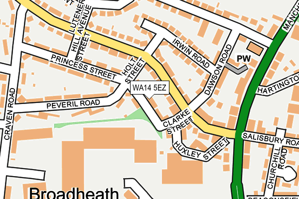 WA14 5EZ map - OS OpenMap – Local (Ordnance Survey) WA14 5EZ map - OS OpenMap – Local (Ordnance Survey)