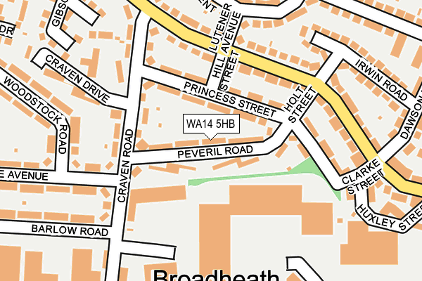 WA14 5HB map - OS OpenMap – Local (Ordnance Survey) WA14 5HB map - OS OpenMap – Local (Ordnance Survey)