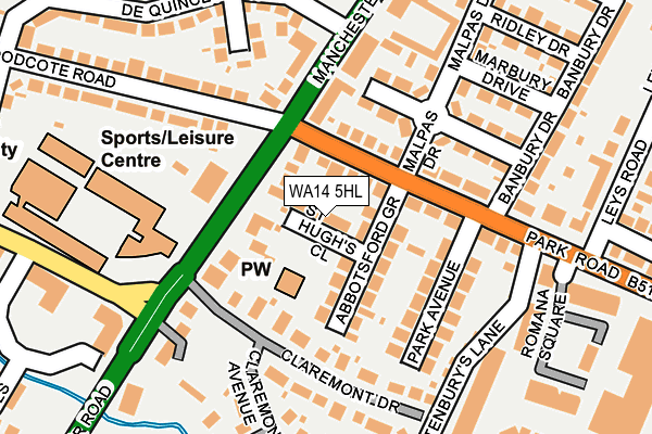 WA14 5HL map - OS OpenMap – Local (Ordnance Survey) WA14 5HL map - OS OpenMap – Local (Ordnance Survey)
