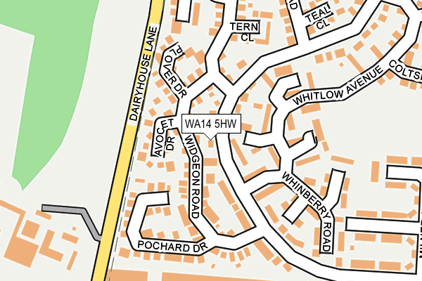 WA14 5HW map - OS OpenMap – Local (Ordnance Survey) WA14 5HW map - OS OpenMap – Local (Ordnance Survey)