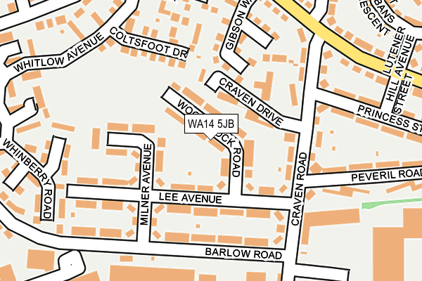 WA14 5JB map - OS OpenMap – Local (Ordnance Survey) WA14 5JB map - OS OpenMap – Local (Ordnance Survey)