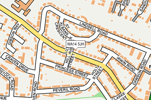 WA14 5JH map - OS OpenMap – Local (Ordnance Survey) WA14 5JH map - OS OpenMap – Local (Ordnance Survey)