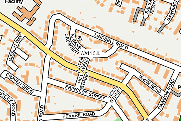 WA14 5JL map - OS OpenMap – Local (Ordnance Survey) WA14 5JL map - OS OpenMap – Local (Ordnance Survey)