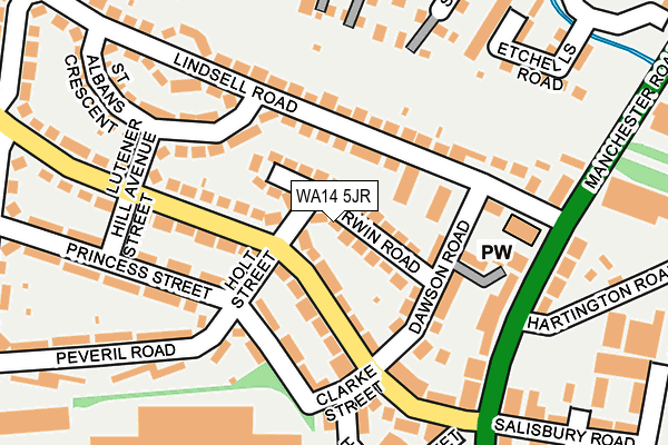 WA14 5JR map - OS OpenMap – Local (Ordnance Survey) WA14 5JR map - OS OpenMap – Local (Ordnance Survey)