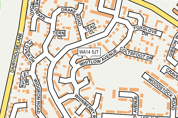 WA14 5JT map - OS OpenMap – Local (Ordnance Survey) WA14 5JT map - OS OpenMap – Local (Ordnance Survey)