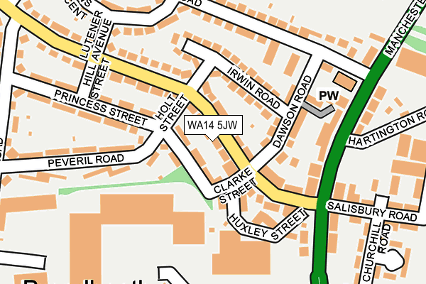 WA14 5JW map - OS OpenMap – Local (Ordnance Survey) WA14 5JW map - OS OpenMap – Local (Ordnance Survey)