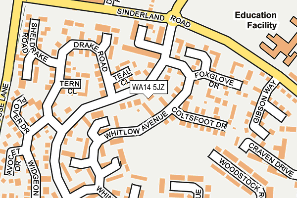 WA14 5JZ map - OS OpenMap – Local (Ordnance Survey) WA14 5JZ map - OS OpenMap – Local (Ordnance Survey)