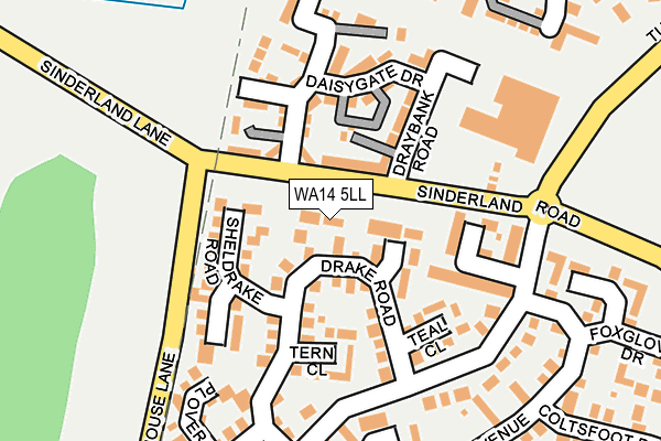 WA14 5LL map - OS OpenMap – Local (Ordnance Survey) WA14 5LL map - OS OpenMap – Local (Ordnance Survey)