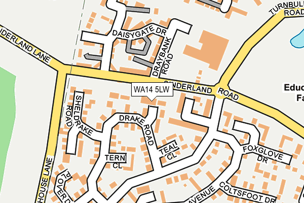 WA14 5LW map - OS OpenMap – Local (Ordnance Survey) WA14 5LW map - OS OpenMap – Local (Ordnance Survey)