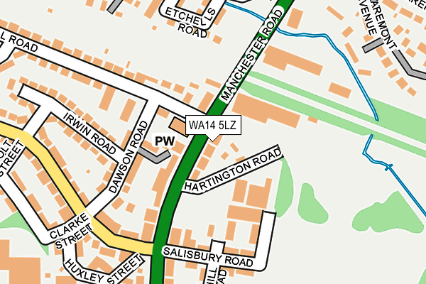 WA14 5LZ map - OS OpenMap – Local (Ordnance Survey) WA14 5LZ map - OS OpenMap – Local (Ordnance Survey)
