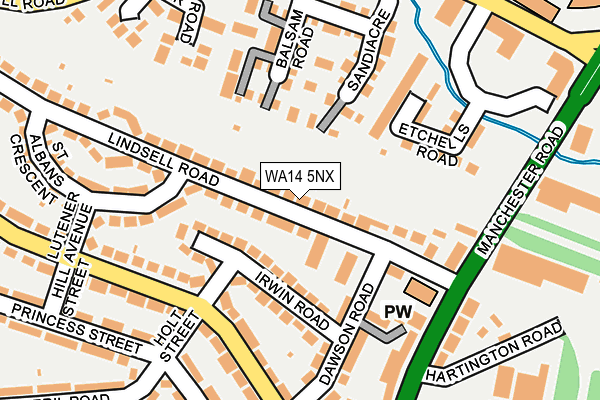 WA14 5NX map - OS OpenMap – Local (Ordnance Survey) WA14 5NX map - OS OpenMap – Local (Ordnance Survey)