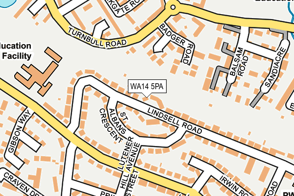 WA14 5PA map - OS OpenMap – Local (Ordnance Survey) WA14 5PA map - OS OpenMap – Local (Ordnance Survey)