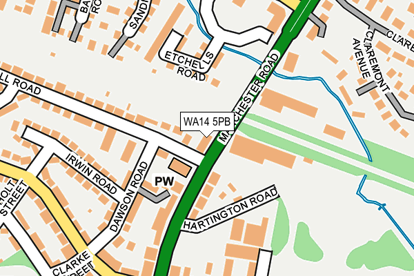 WA14 5PB map - OS OpenMap – Local (Ordnance Survey) WA14 5PB map - OS OpenMap – Local (Ordnance Survey)