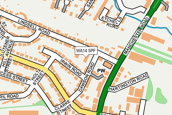 WA14 5PF map - OS OpenMap – Local (Ordnance Survey) WA14 5PF map - OS OpenMap – Local (Ordnance Survey)
