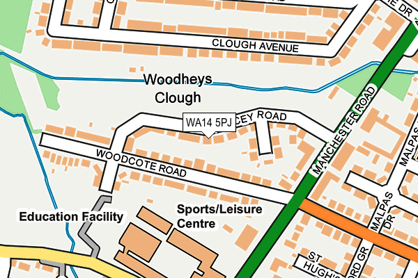 WA14 5PJ map - OS OpenMap – Local (Ordnance Survey)