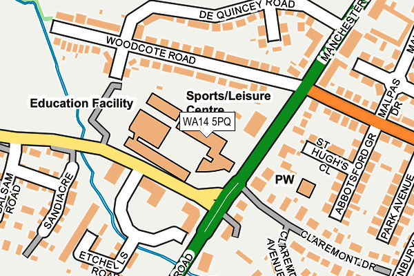 WA14 5PQ map - OS OpenMap – Local (Ordnance Survey) WA14 5PQ map - OS OpenMap – Local (Ordnance Survey)