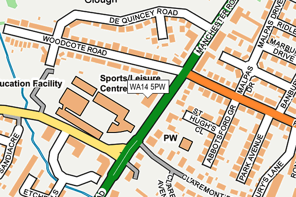 WA14 5PW map - OS OpenMap – Local (Ordnance Survey)