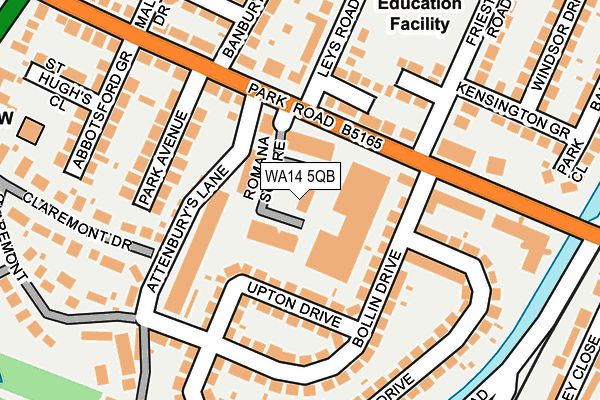 WA14 5QB map - OS OpenMap – Local (Ordnance Survey) WA14 5QB map - OS OpenMap – Local (Ordnance Survey)