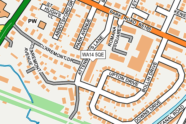 WA14 5QE map - OS OpenMap – Local (Ordnance Survey) WA14 5QE map - OS OpenMap – Local (Ordnance Survey)