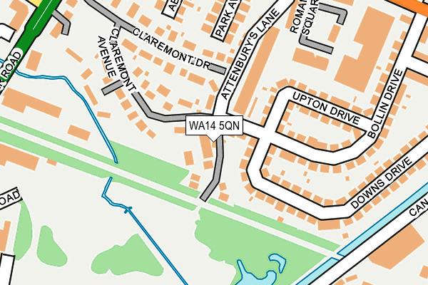 WA14 5QN map - OS OpenMap – Local (Ordnance Survey) WA14 5QN map - OS OpenMap – Local (Ordnance Survey)