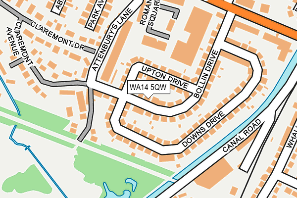 WA14 5QW map - OS OpenMap – Local (Ordnance Survey) WA14 5QW map - OS OpenMap – Local (Ordnance Survey)