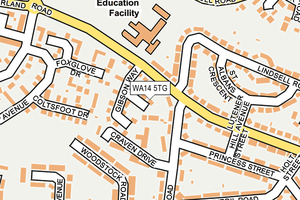 WA14 5TG map - OS OpenMap – Local (Ordnance Survey) WA14 5TG map - OS OpenMap – Local (Ordnance Survey)
