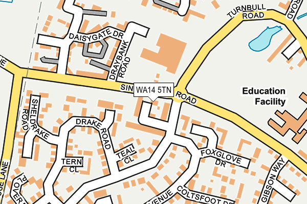 WA14 5TN map - OS OpenMap – Local (Ordnance Survey) WA14 5TN map - OS OpenMap – Local (Ordnance Survey)