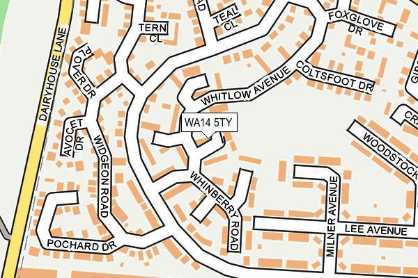 WA14 5TY map - OS OpenMap – Local (Ordnance Survey) WA14 5TY map - OS OpenMap – Local (Ordnance Survey)
