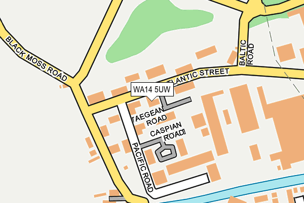 WA14 5UW map - OS OpenMap – Local (Ordnance Survey) WA14 5UW map - OS OpenMap – Local (Ordnance Survey)