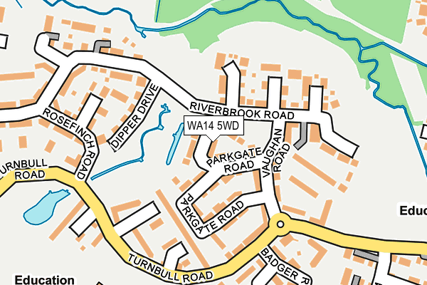 WA14 5WD map - OS OpenMap – Local (Ordnance Survey) WA14 5WD map - OS OpenMap – Local (Ordnance Survey)