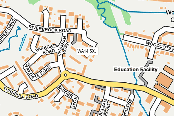 WA14 5XJ map - OS OpenMap – Local (Ordnance Survey) WA14 5XJ map - OS OpenMap – Local (Ordnance Survey)
