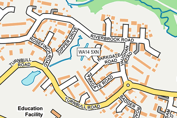WA14 5XN map - OS OpenMap – Local (Ordnance Survey) WA14 5XN map - OS OpenMap – Local (Ordnance Survey)