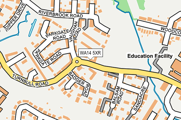 WA14 5XR map - OS OpenMap – Local (Ordnance Survey) WA14 5XR map - OS OpenMap – Local (Ordnance Survey)